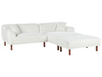 Corner Sofa HOLT Boucle White with Ottoman 3 Seater Left Hand