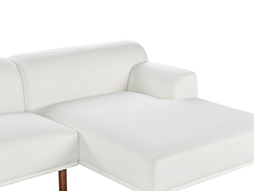 Corner Sofa HOLT Boucle White with Ottoman 3 Seater Left Hand
