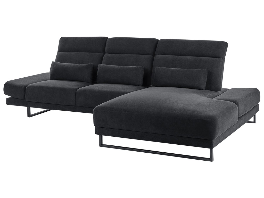 Corner Sofa IKAST Fabric Black 4 Seater Left Hand