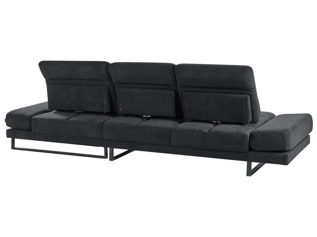 Corner Sofa IKAST Fabric Black 4 Seater Left Hand