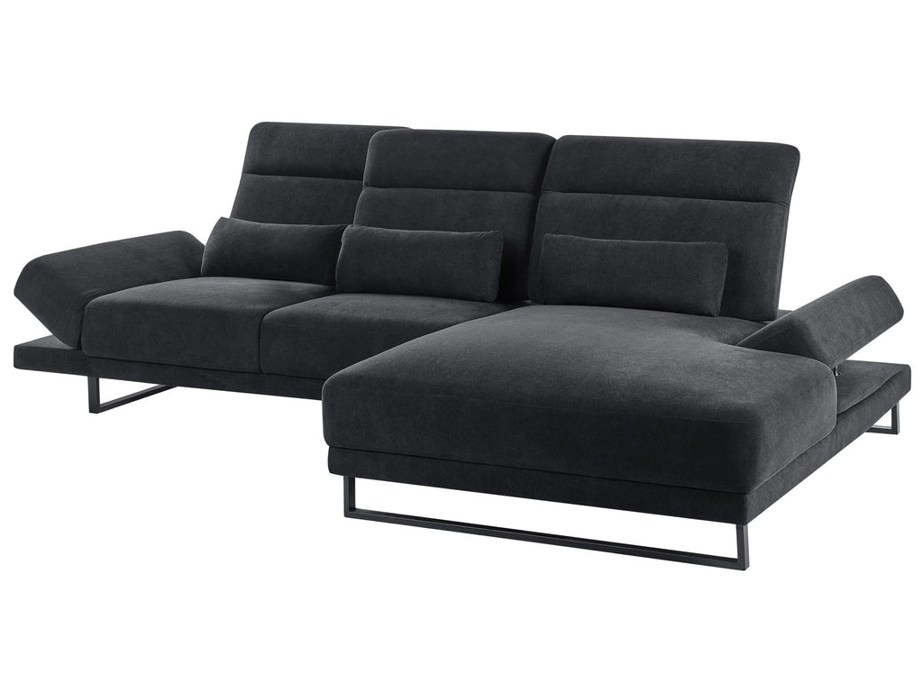 Corner Sofa IKAST Fabric Black 4 Seater Left Hand