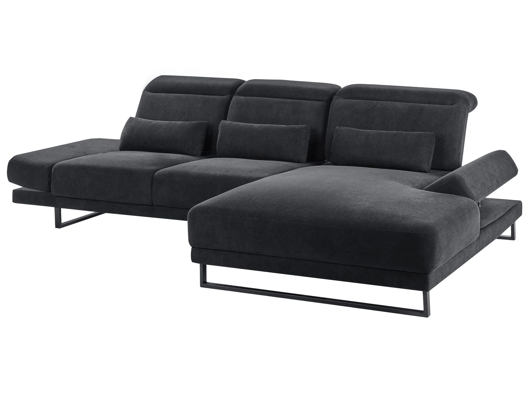 Corner Sofa IKAST Fabric Black 4 Seater Left Hand