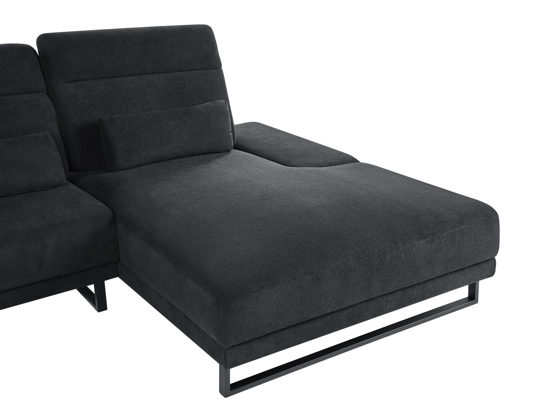 Corner Sofa IKAST Fabric Black 4 Seater Left Hand