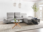 Corner Sofa IKAST Fabric Light Grey 4 Seater Left Hand