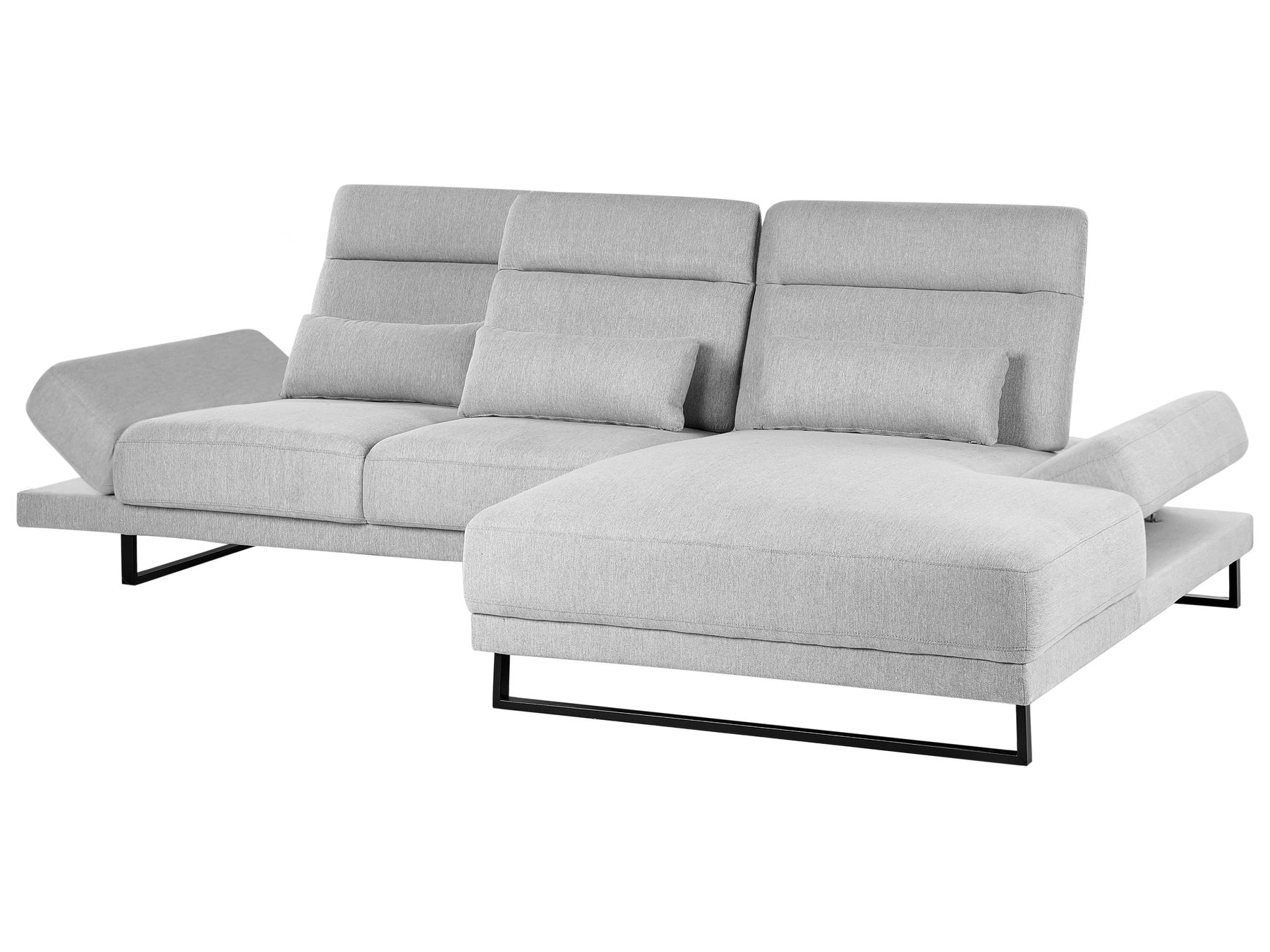 Corner Sofa IKAST Fabric Light Grey 4 Seater Left Hand