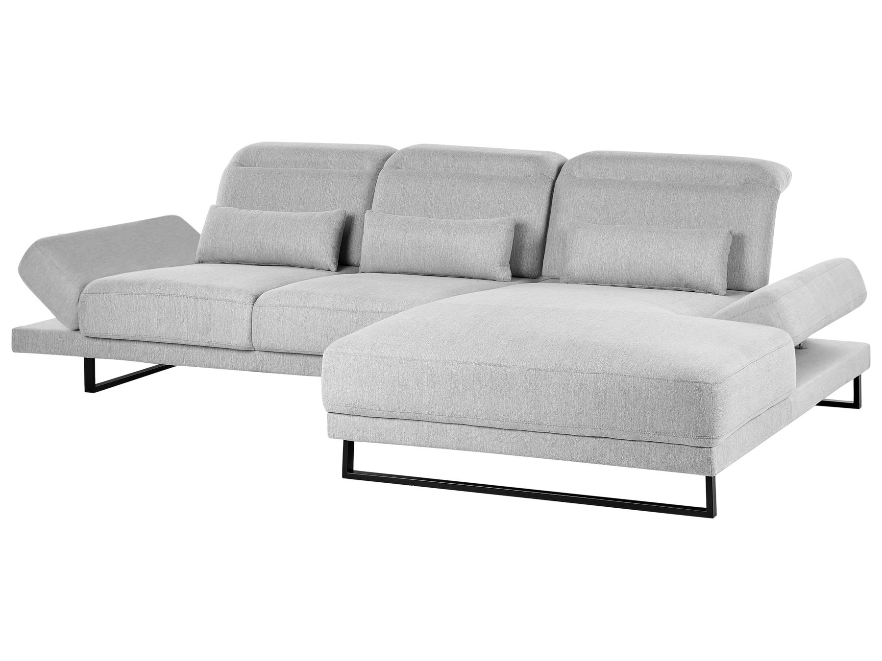 Corner Sofa IKAST Fabric Light Grey 4 Seater Left Hand
