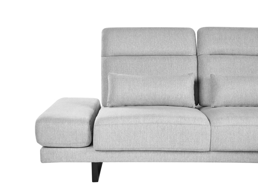 Corner Sofa IKAST Fabric Light Grey 4 Seater Left Hand
