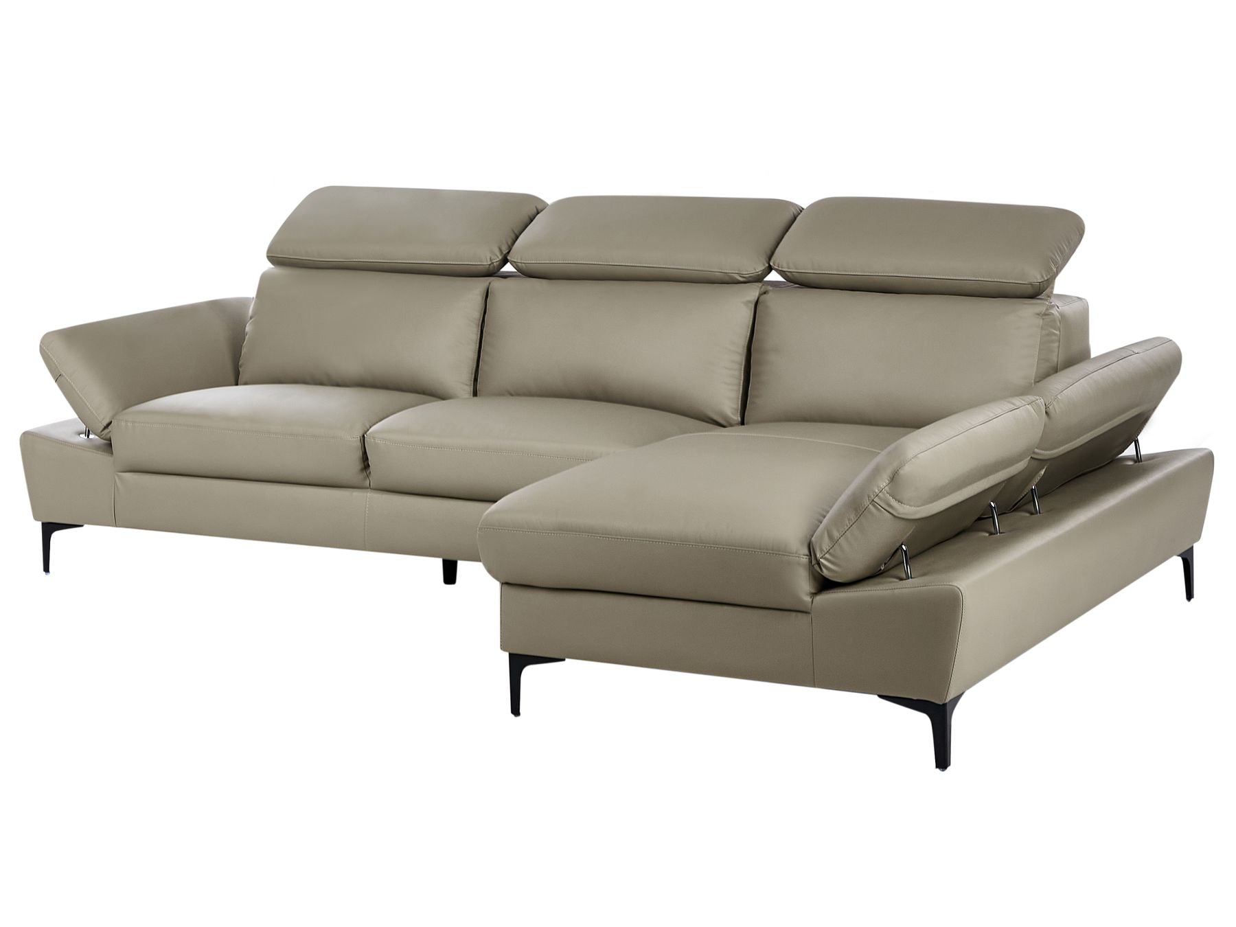 Left Hand Corner Sofa Leather Taupe FARILA