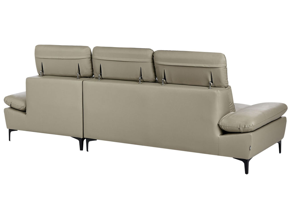Left Hand Corner Sofa Leather Taupe FARILA