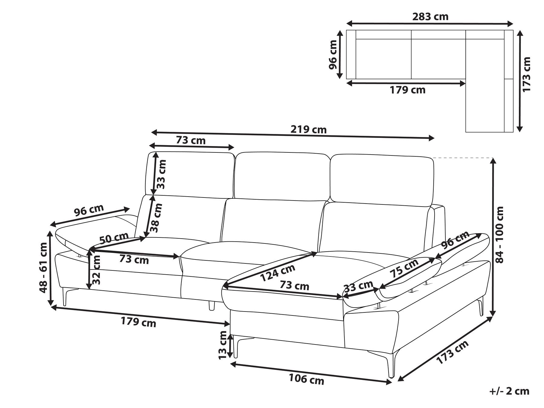 Left Hand Corner Sofa Leather Taupe FARILA