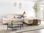 Corner Sofa IKAST Corduroy Beige 4 Seater Left Hand