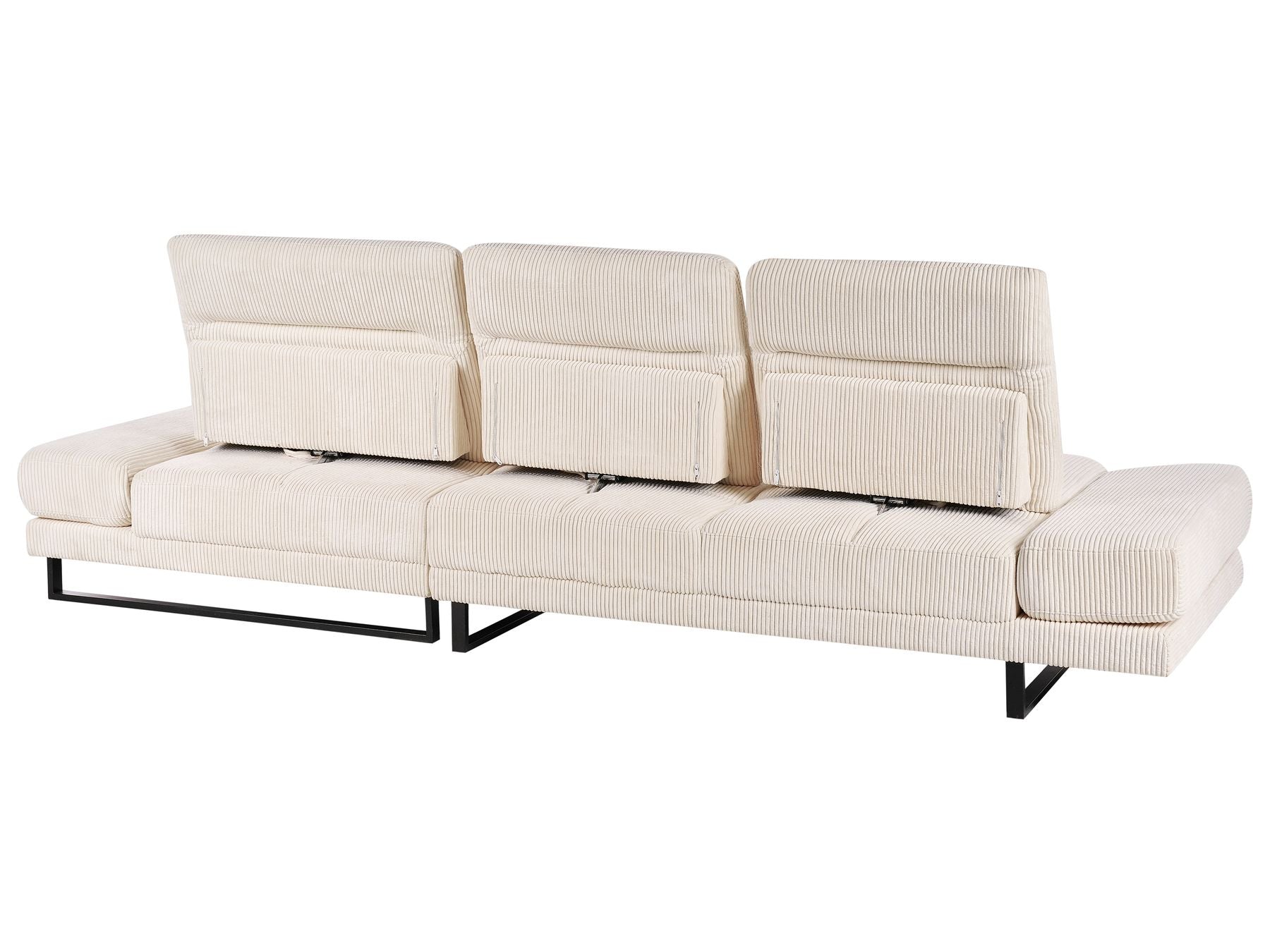 Corner Sofa IKAST Corduroy Beige 4 Seater Left Hand