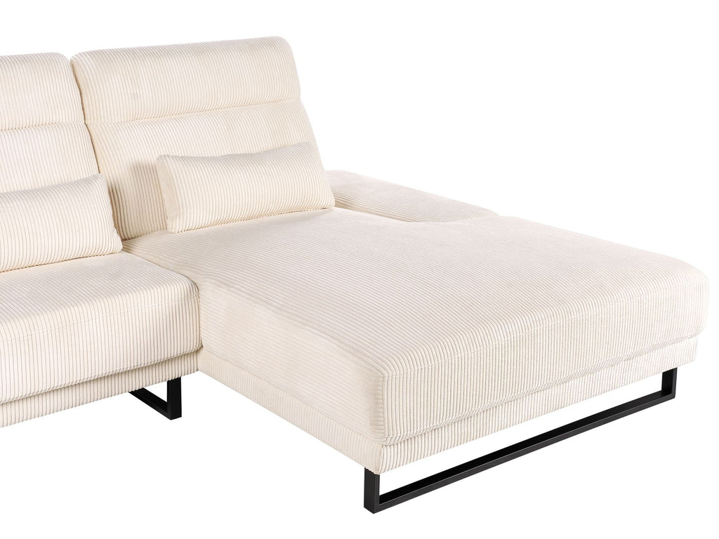 Corner Sofa IKAST Corduroy Beige 4 Seater Left Hand