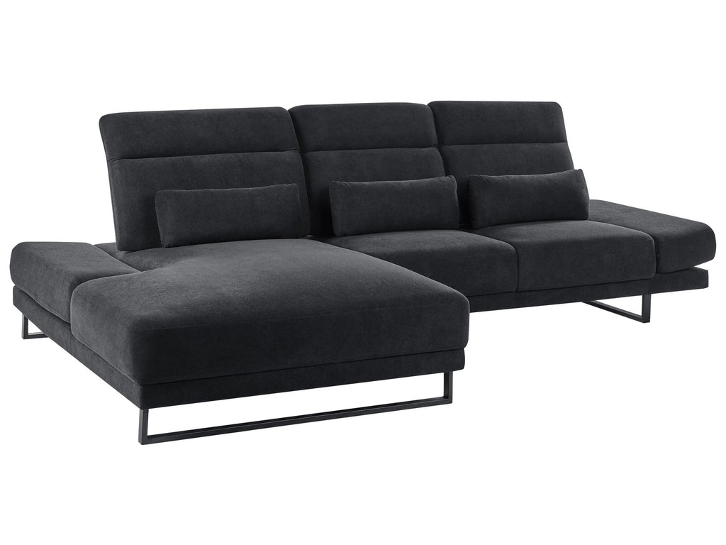 Corner Sofa IKAST Fabric Black 4 Seater Right Hand