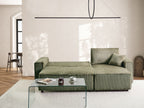Corner Sofa Bed ABACKA Corduroy Green with Storage 2 Seater Left Hand