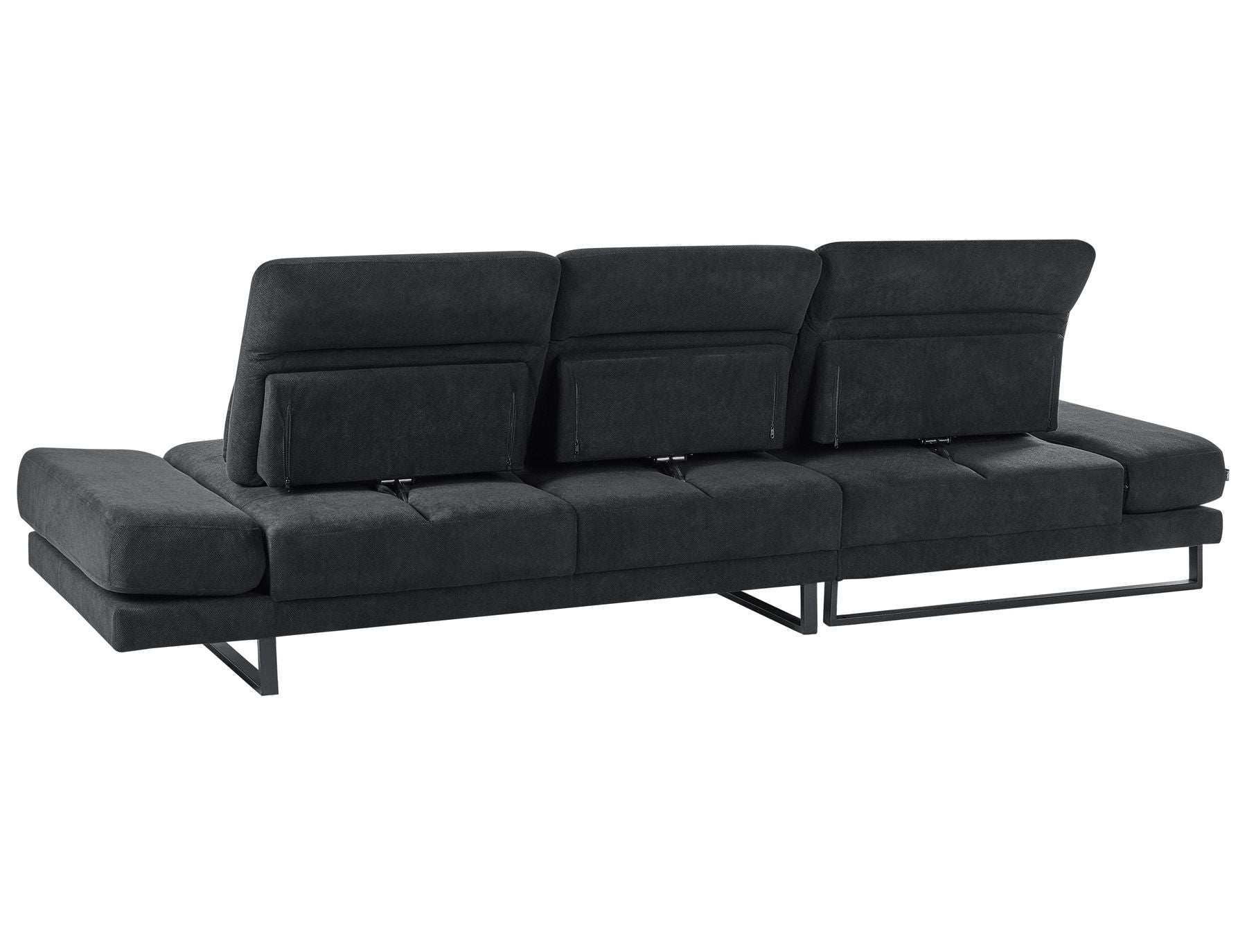 Corner Sofa IKAST Fabric Black 4 Seater Right Hand