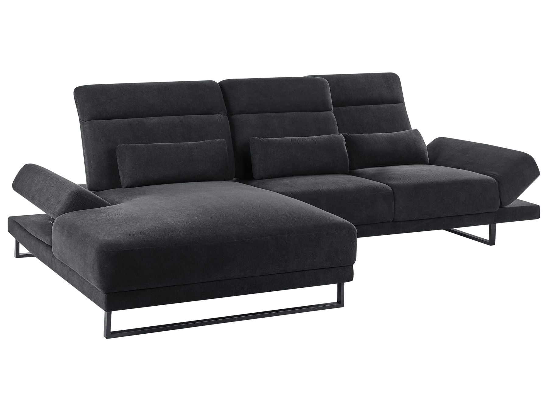 Corner Sofa IKAST Fabric Black 4 Seater Right Hand