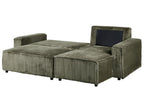 Corner Sofa Bed ABACKA Corduroy Green with Storage 2 Seater Left Hand