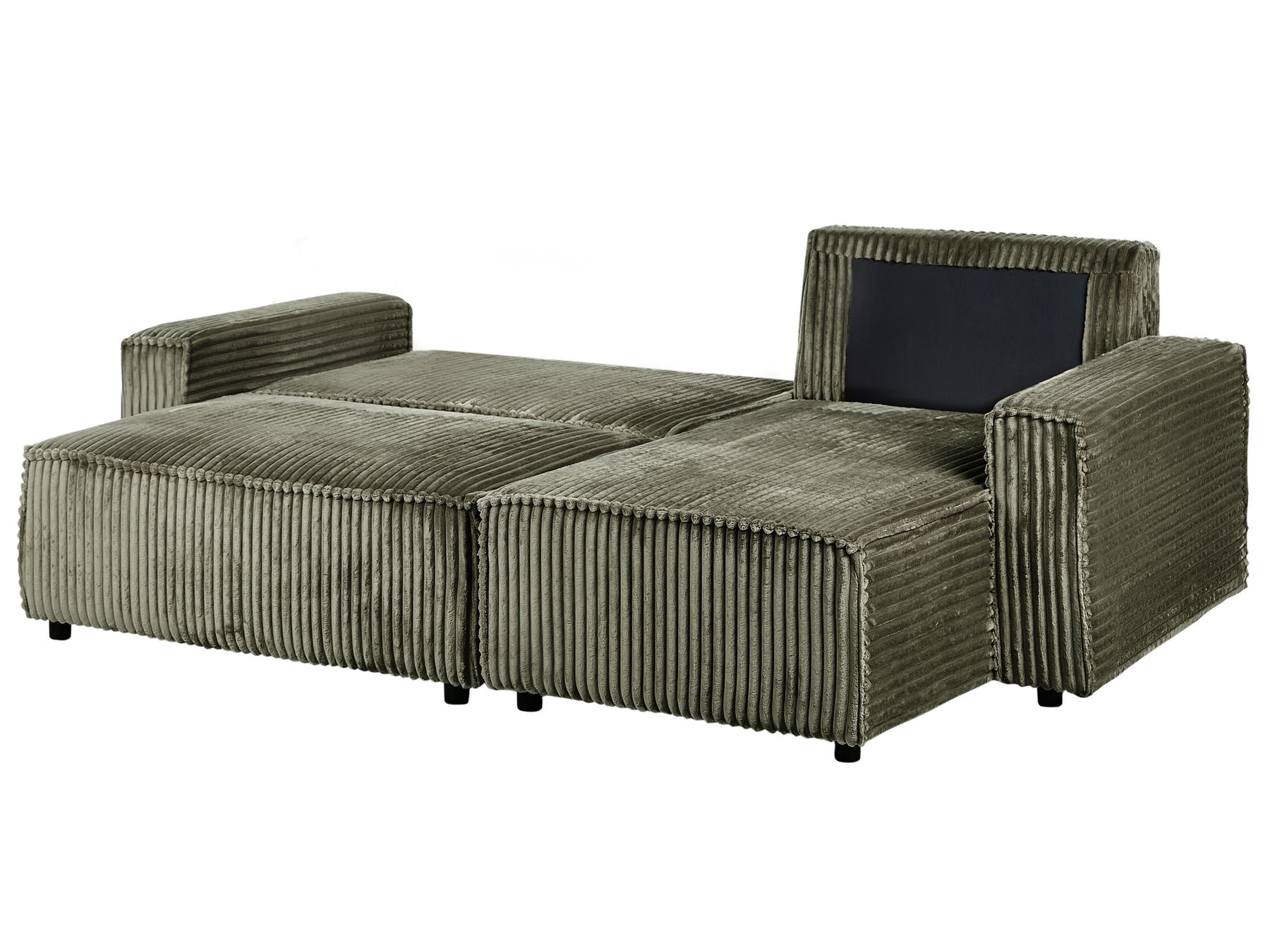 Corner Sofa Bed ABACKA Corduroy Green with Storage 2 Seater Left Hand