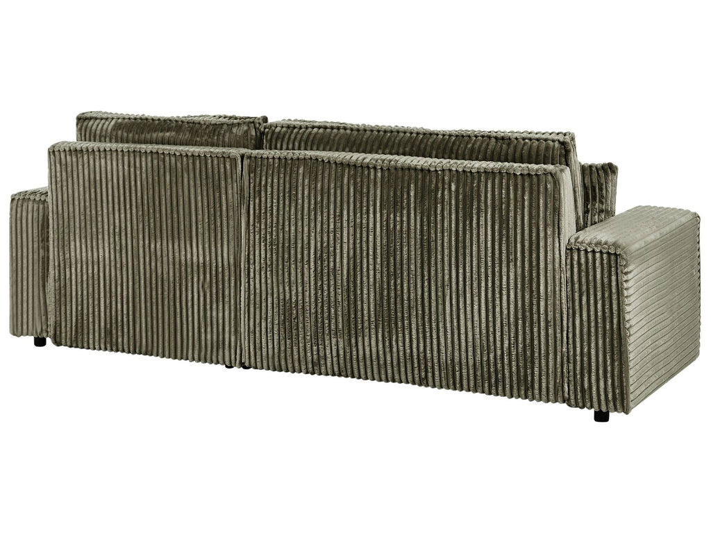 Corner Sofa Bed ABACKA Corduroy Green with Storage 2 Seater Left Hand