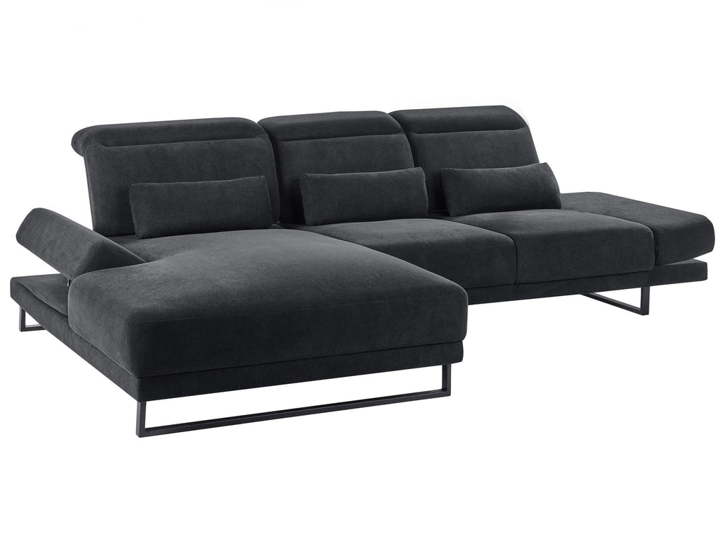 Corner Sofa IKAST Fabric Black 4 Seater Right Hand