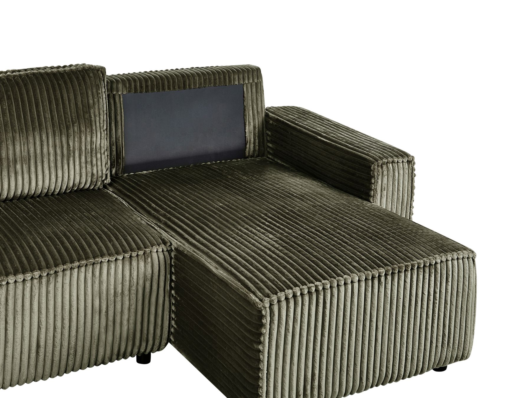 Corner Sofa Bed ABACKA Corduroy Green with Storage 2 Seater Left Hand