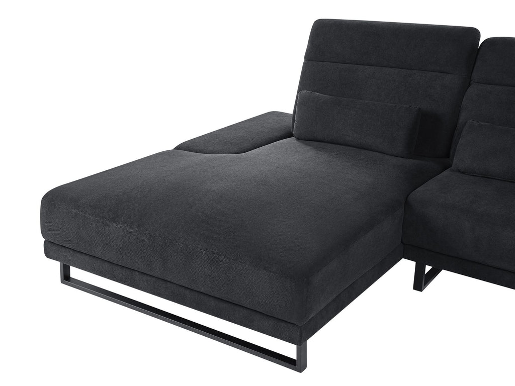 Corner Sofa IKAST Fabric Black 4 Seater Right Hand