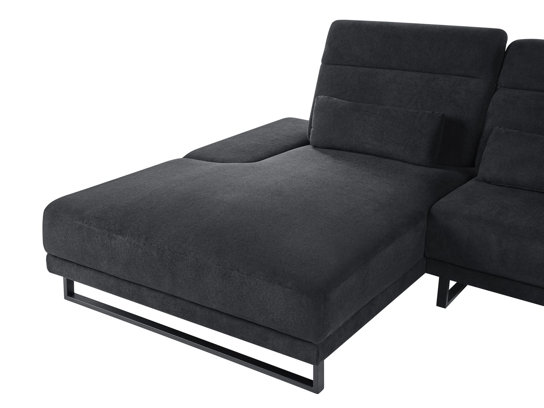 Corner Sofa IKAST Fabric Black 4 Seater Right Hand