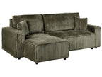 Corner Sofa Bed ABACKA Corduroy Green with Storage 2 Seater Right Hand