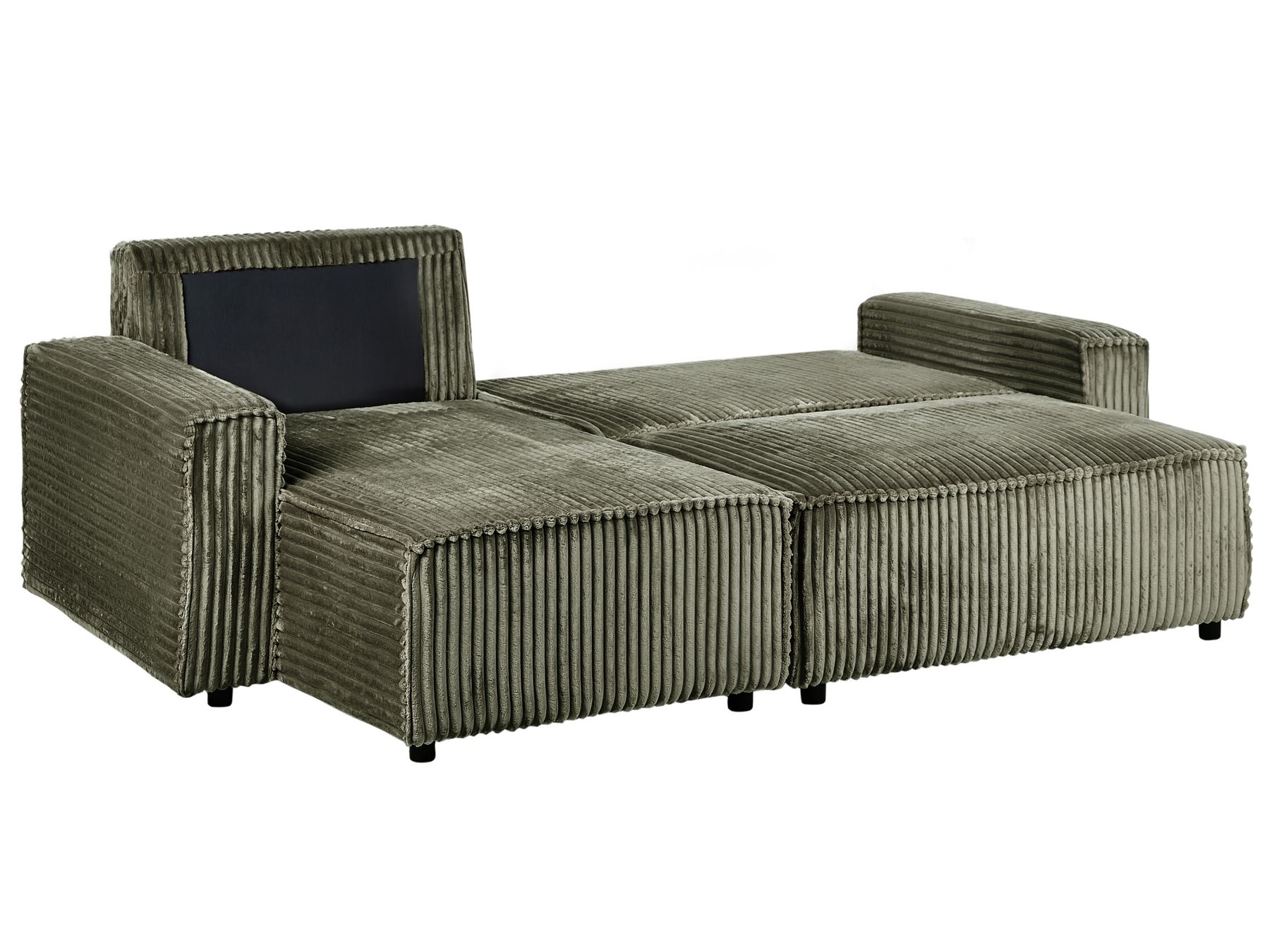 Corner Sofa Bed ABACKA Corduroy Green with Storage 2 Seater Right Hand