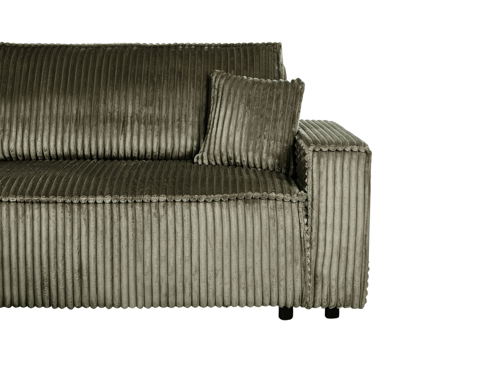 Corner Sofa Bed ABACKA Corduroy Green with Storage 2 Seater Right Hand