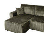 Corner Sofa Bed ABACKA Corduroy Green with Storage 2 Seater Right Hand