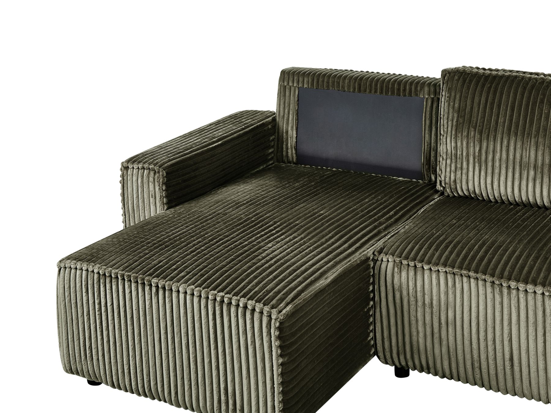 Corner Sofa Bed ABACKA Corduroy Green with Storage 2 Seater Right Hand