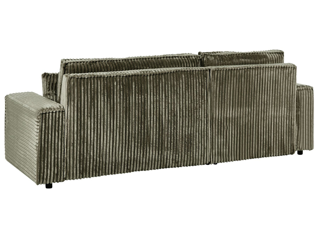 Corner Sofa Bed ABACKA Corduroy Green with Storage 2 Seater Right Hand