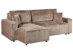 Corner Sofa Bed ABACKA Corduroy Light Brown with Storage 2 Seater Right Hand