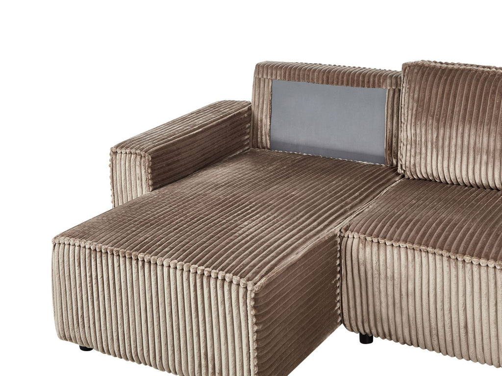 Corner Sofa Bed ABACKA Corduroy Light Brown with Storage 2 Seater Right Hand