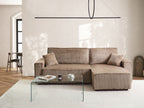 Corner Sofa Bed ABACKA Corduroy Light Brown with Storage 3 Seater Left Hand
