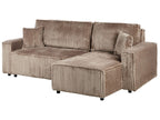 Corner Sofa Bed ABACKA Corduroy Light Brown with Storage 3 Seater Left Hand