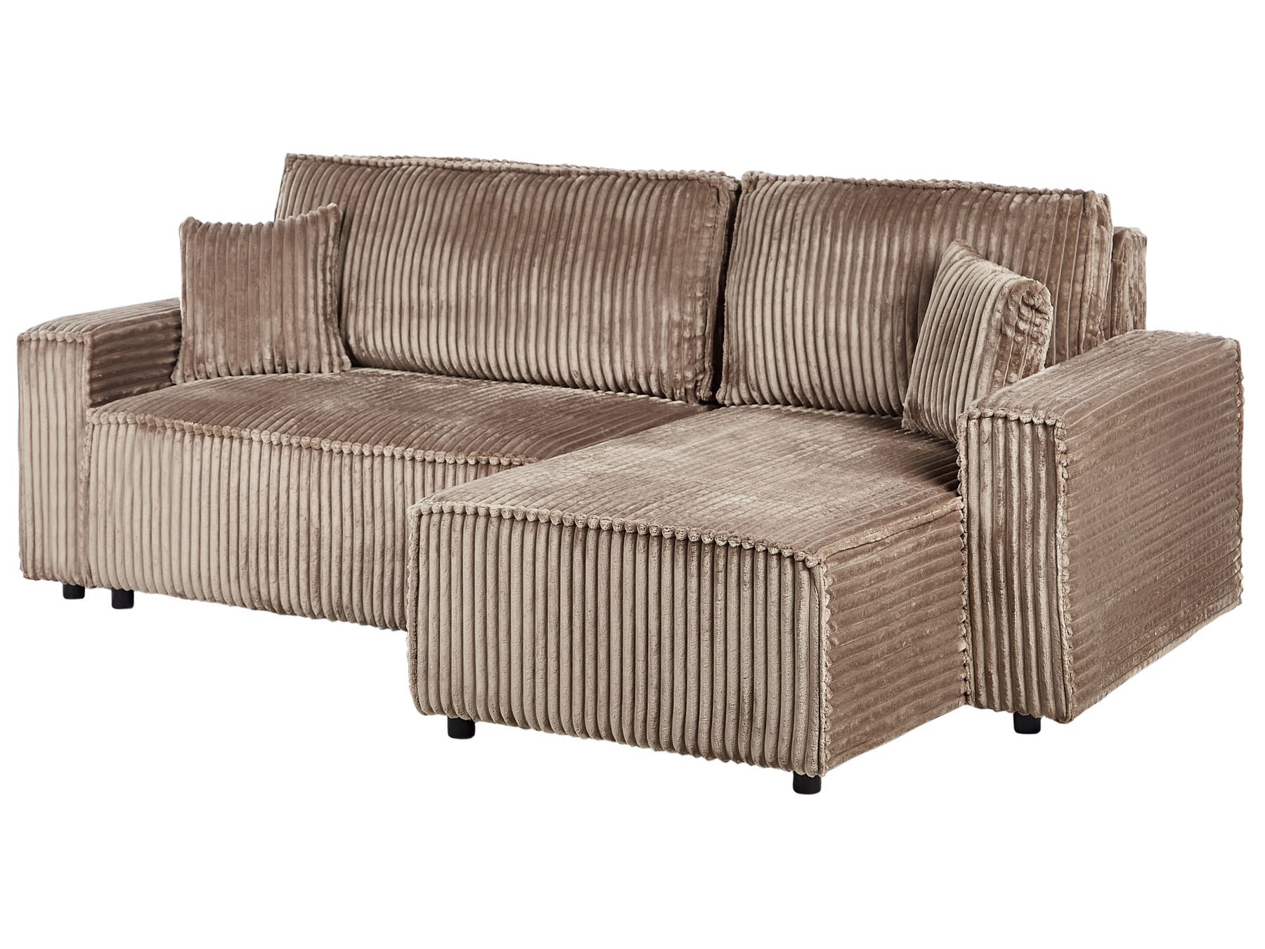 Corner Sofa Bed ABACKA Corduroy Light Brown with Storage 3 Seater Left Hand
