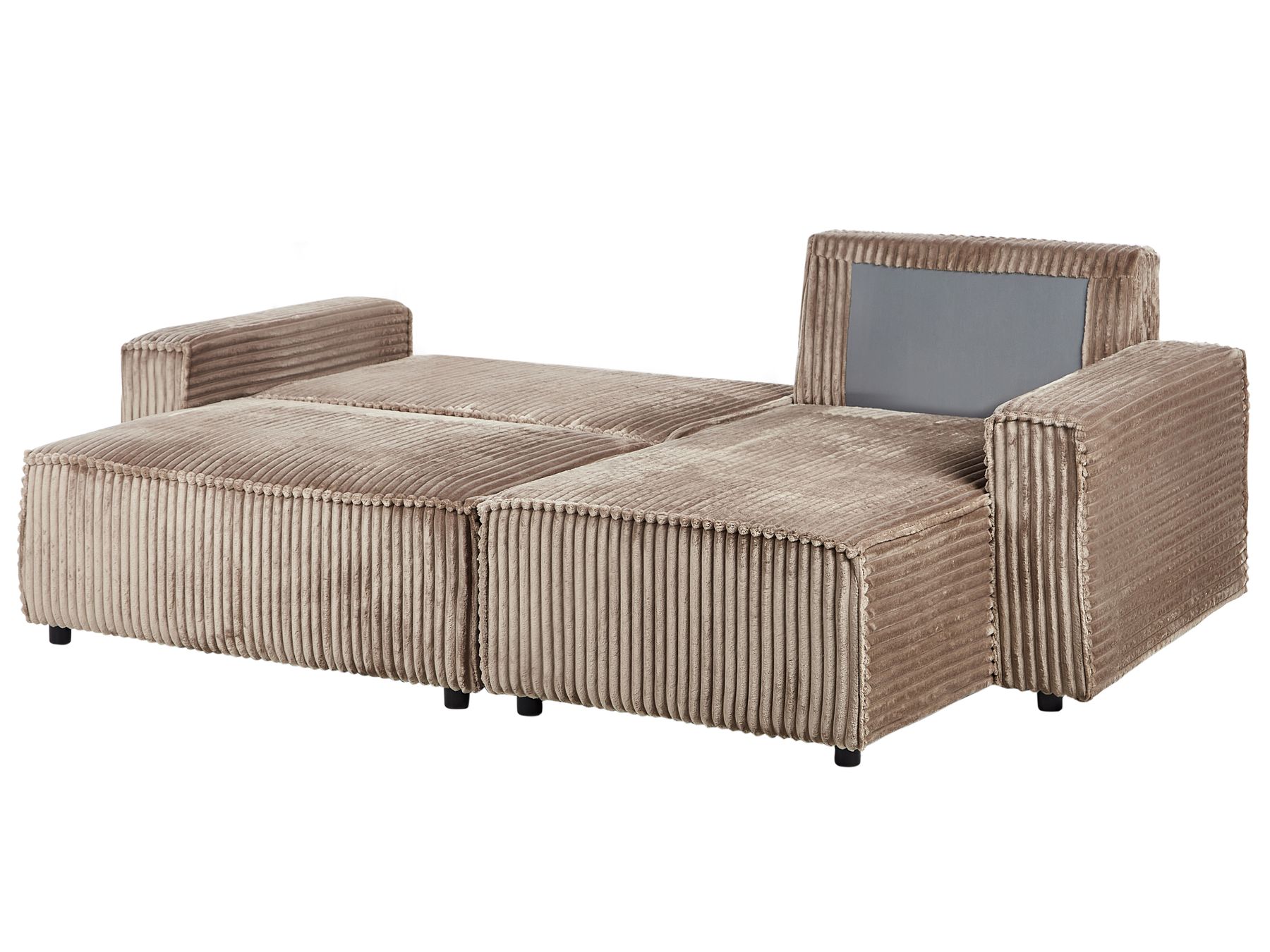 Corner Sofa Bed ABACKA Corduroy Light Brown with Storage 3 Seater Left Hand