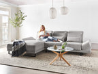 Corner Sofa IKAST Fabric Light Grey 4 Seater Right Hand