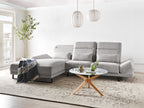 Corner Sofa IKAST Fabric Light Grey 4 Seater Right Hand