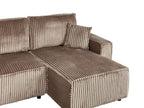 Corner Sofa Bed ABACKA Corduroy Light Brown with Storage 3 Seater Left Hand