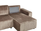 Corner Sofa Bed ABACKA Corduroy Light Brown with Storage 3 Seater Left Hand