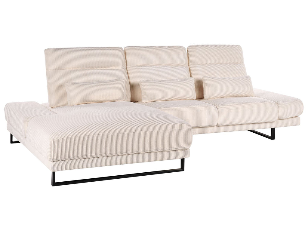 Corner Sofa IKAST Corduroy Beige 4 Seater Right Hand
