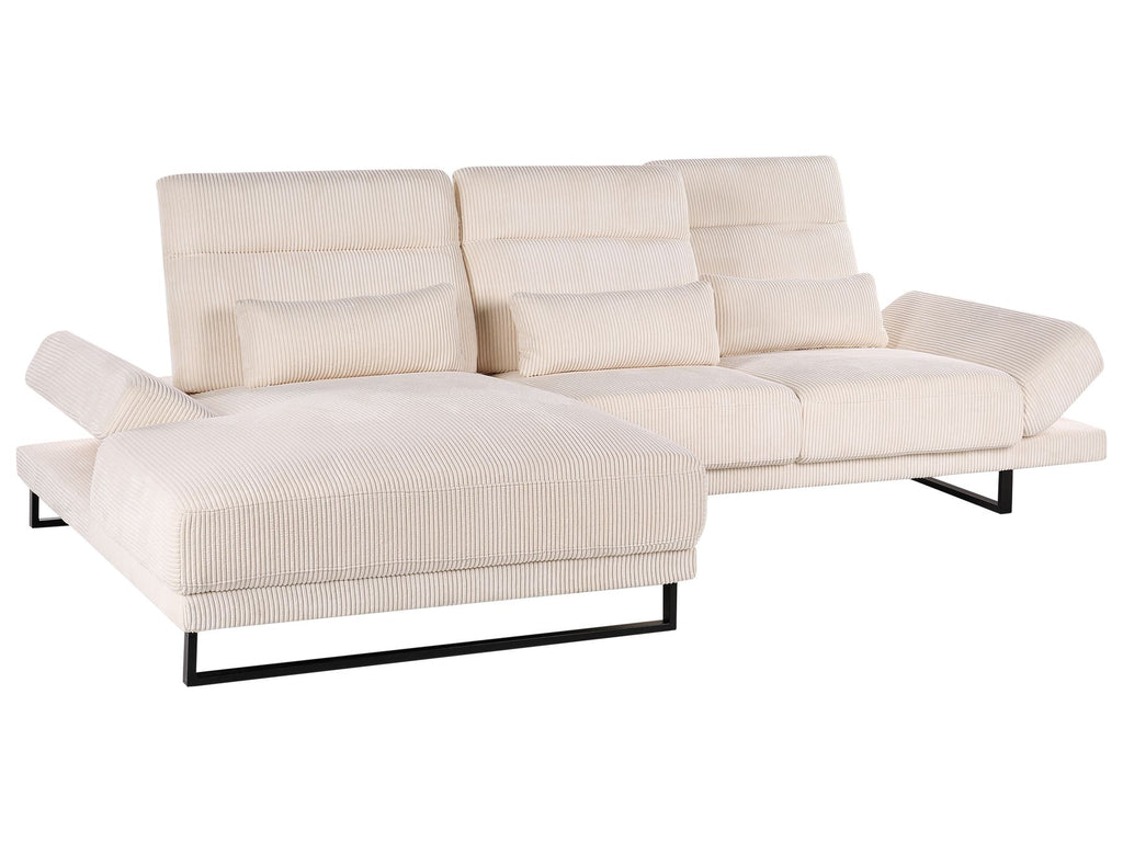 Corner Sofa IKAST Corduroy Beige 4 Seater Right Hand