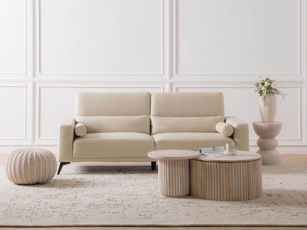 3 Seater Faux Leather Sofa Beige ANGE