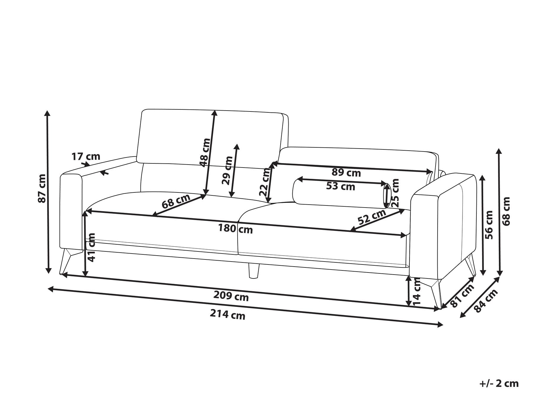 3 Seater Faux Leather Sofa Beige ANGE