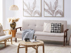 Sofa Bed TJORN Fabric Beige 3 Seater