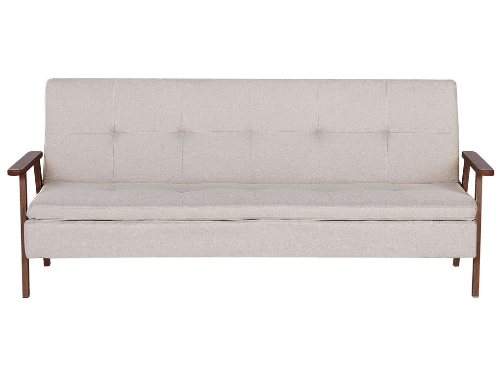 Sofa Bed TJORN Fabric Beige 3 Seater
